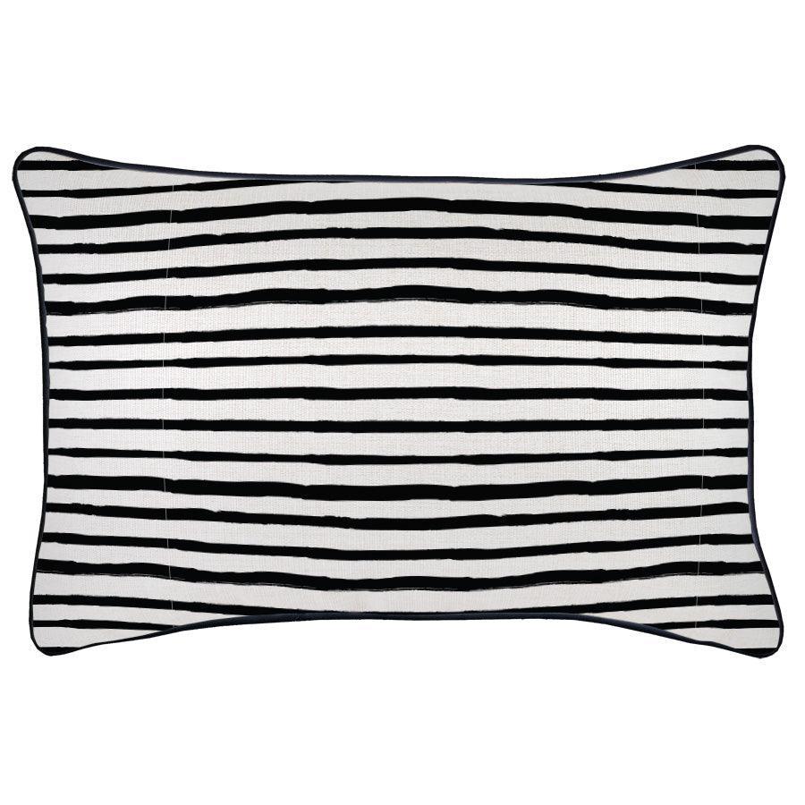 Cushion Cover-With Black Piping-Paint Stripes-35cm x 50cm - John Cootes