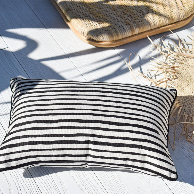 Cushion Cover-With Black Piping-Paint Stripes-35cm x 50cm - John Cootes
