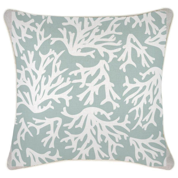 Cushion Cover-With Piping-Coastal Coral Seafoam-45cm x 45cm - John Cootes