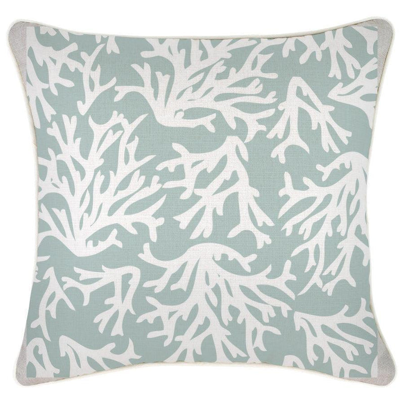 Cushion Cover-With Piping-Coastal Coral Seafoam-45cm x 45cm - John Cootes