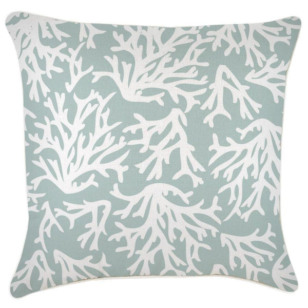 Cushion Cover-With Piping-Coastal Coral Seafoam-60cm x 60cm - John Cootes