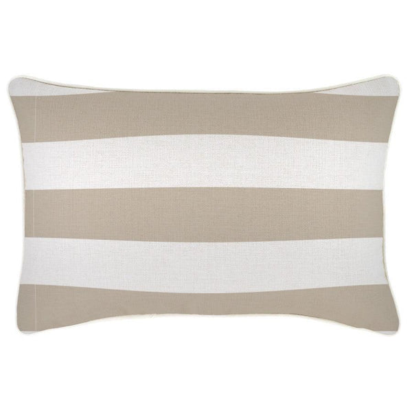 Cushion Cover-With Piping-Deck Stripe Beige-35cm x 50cm - John Cootes