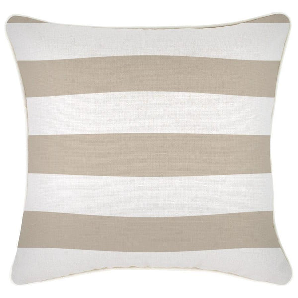 Cushion Cover-With Piping-Deck Stripe Beige-45cm x 45cm - John Cootes