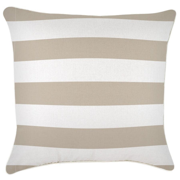 Cushion Cover-With Piping-Deck Stripe Beige-60cm x 60cm - John Cootes