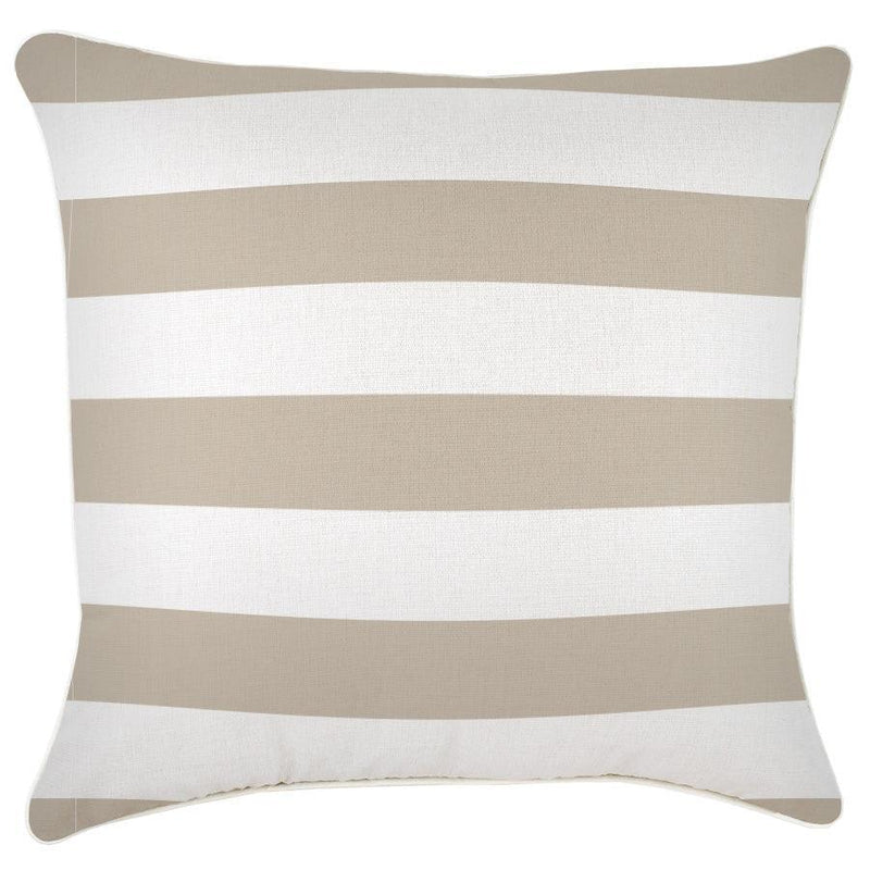 Cushion Cover-With Piping-Deck Stripe Beige-60cm x 60cm - John Cootes