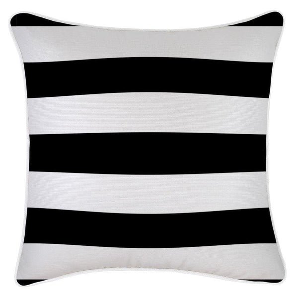 Cushion Cover-With Piping-Deck Stripe Black and White-45cm x 45cm - John Cootes