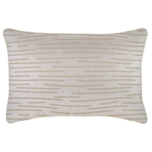 Cushion Cover-With Piping-Earth-Lines-Beige-35cm x 50cm - John Cootes