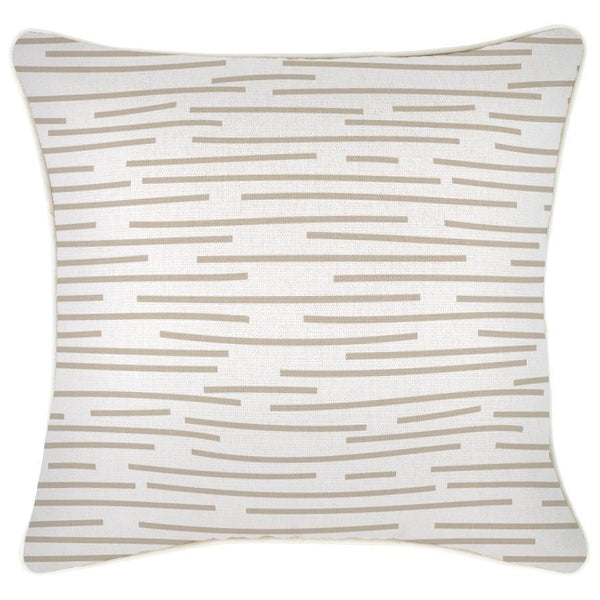 Cushion Cover-With Piping-Earth-Lines-Beige-45cm x 45cm - John Cootes