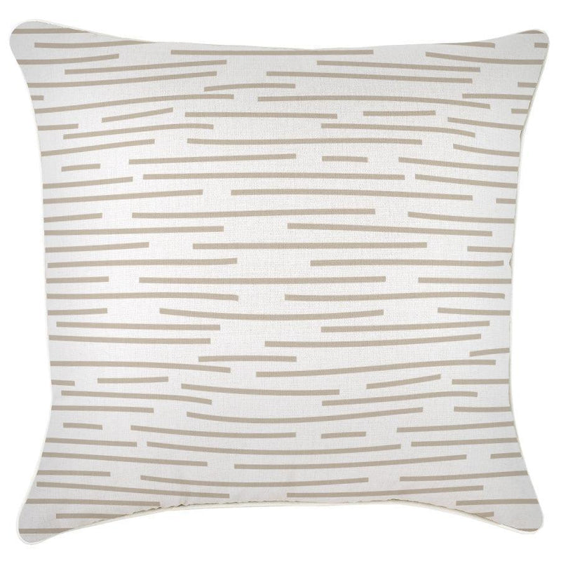 Cushion Cover-With Piping-Earth-Lines-Beige-60cm x 60cm - John Cootes