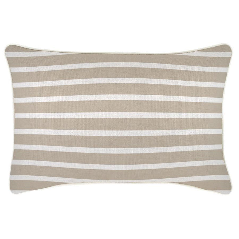 Cushion Cover-With Piping-Hampton Stripe Beige-35cm x 50cm - John Cootes