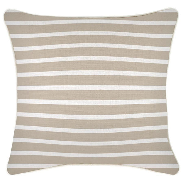 Cushion Cover-With Piping-Hampton Stripe Beige-45cm x 45cm - John Cootes