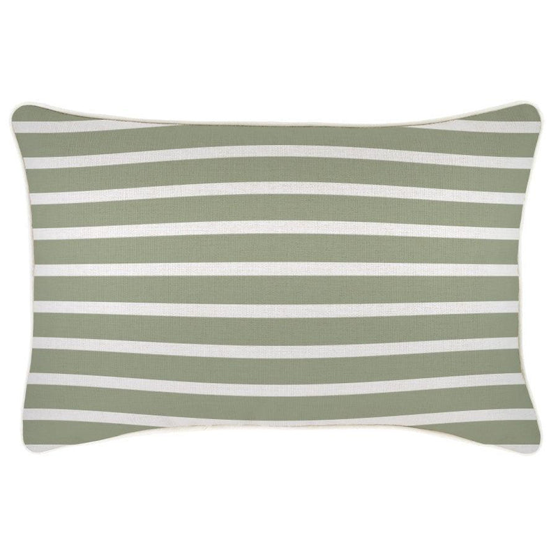 Cushion Cover-With Piping-Hampton Stripe Sage-35cm x 50cm - John Cootes