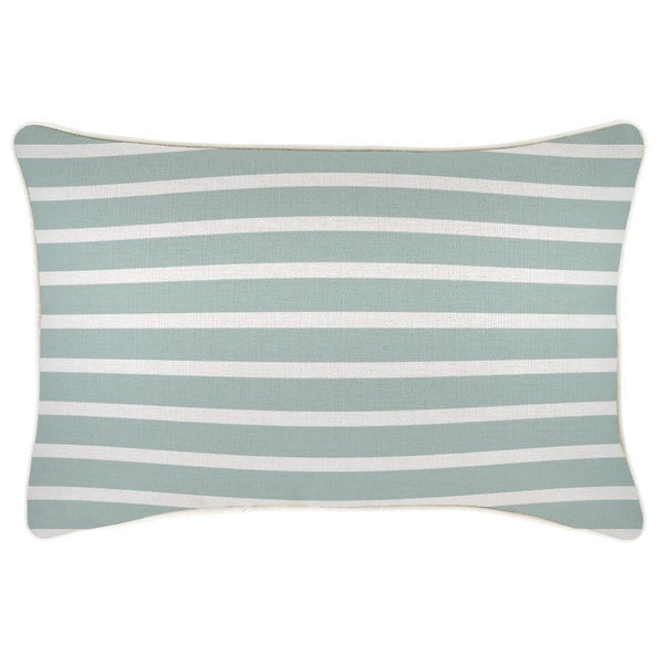 Cushion Cover-With Piping-Hampton Stripe Seafoam-35cm x 50cm - John Cootes