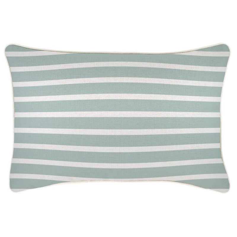 Cushion Cover-With Piping-Hampton Stripe Seafoam-35cm x 50cm - John Cootes