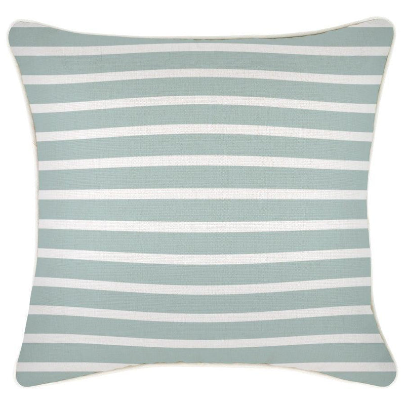 Cushion Cover-With Piping-Hampton Stripe Seafoam-45cm x 45cm - John Cootes