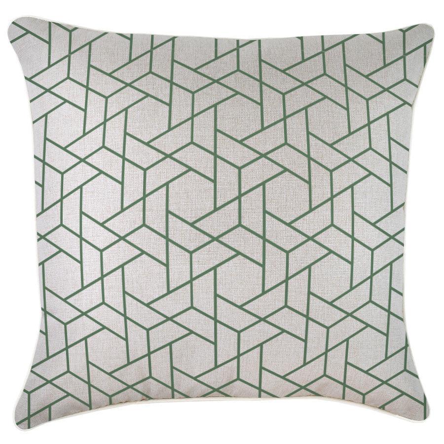 Cushion Cover-With Piping-Milan Green-60cm x 60cm - John Cootes