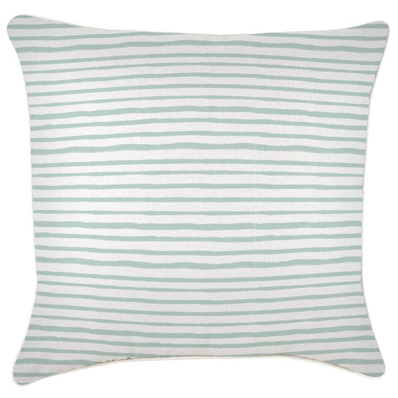 Cushion Cover-With Piping-Paint Stripes Pale Mint-60cm x 60cm - John Cootes