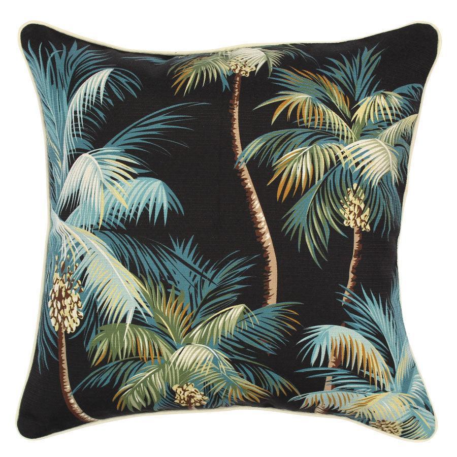 Cushion Cover-With Piping-Palm Trees Black-45cm x 45cm - John Cootes