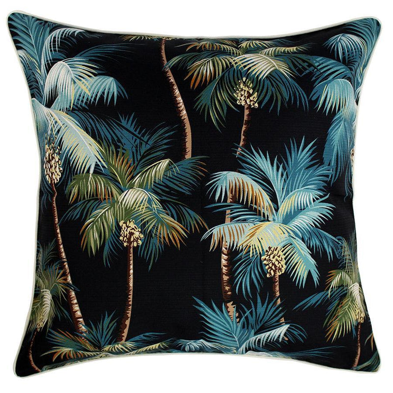 Cushion Cover-With Piping-Palm Trees Black-60cm x 60cm - John Cootes