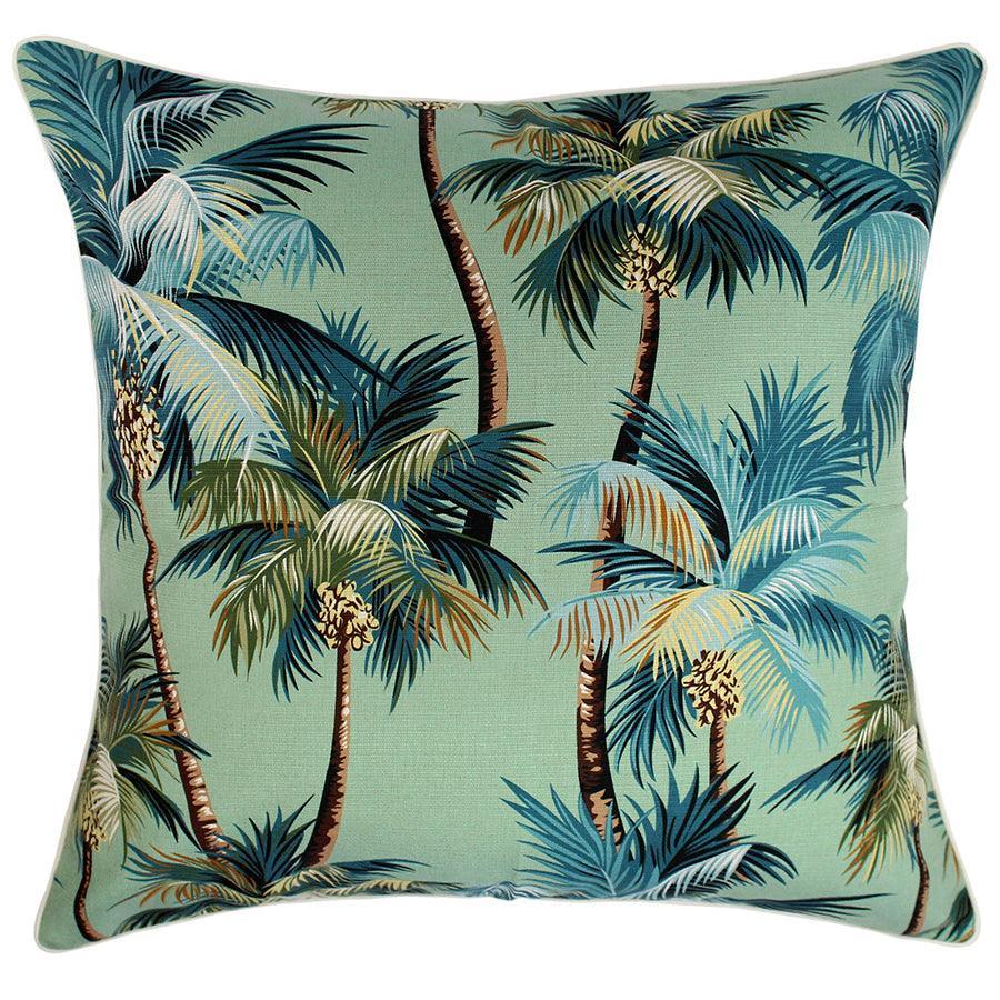 Cushion Cover-With Piping-Palm Trees Lagoon-60cm x 60cm - John Cootes