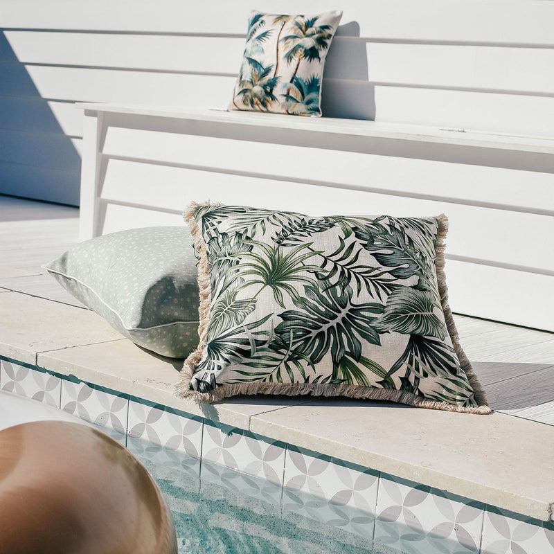 Cushion Cover-With Piping-Palm Trees Natural-45cm x 45cm - John Cootes