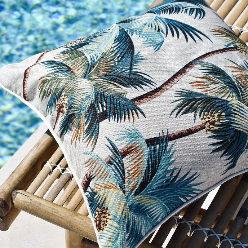 Cushion Cover-With Piping-Palm Trees Natural-45cm x 45cm - John Cootes