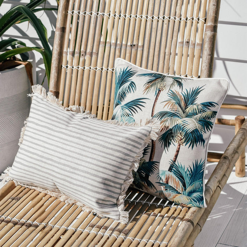 Cushion Cover-With Piping-Palm Trees Natural-45cm x 45cm - John Cootes