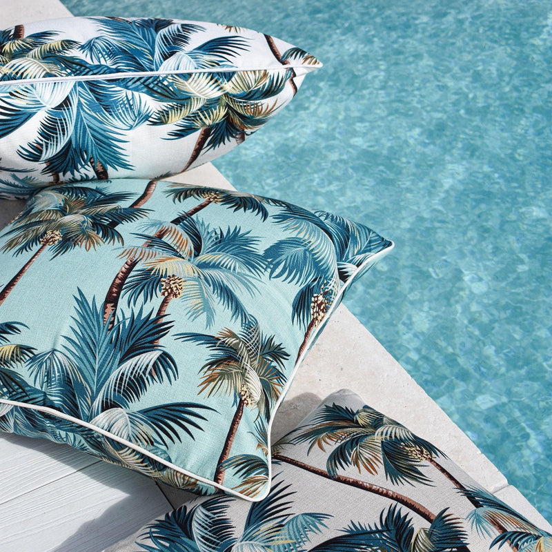 Cushion Cover-With Piping-Palm Trees Natural-60cm x 60cm - John Cootes