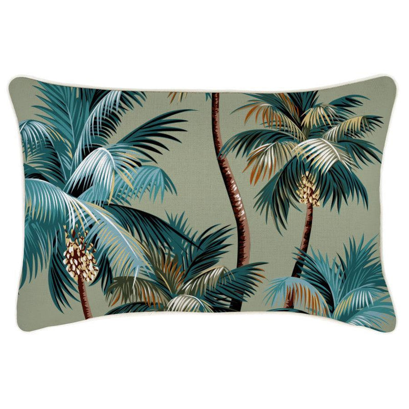 Cushion Cover-With Piping-Palm Trees Sage-35cm x 50cm - John Cootes