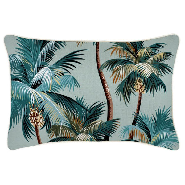 Cushion Cover-With Piping-Palm Trees Seafoam-35cm x 50cm - John Cootes