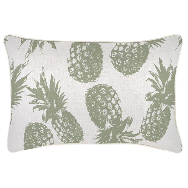 Cushion Cover-With Piping-Pineapples Sage-35cm x 50cm - John Cootes