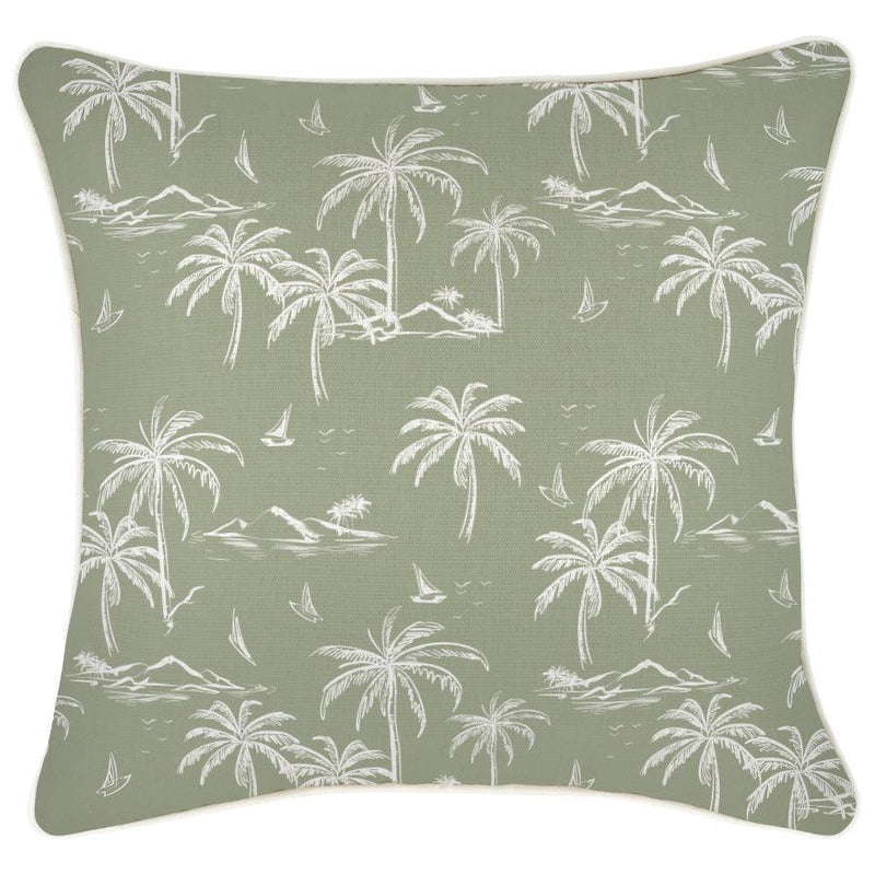 Cushion Cover-With Piping-Postcards Sage-45cm x 45cm - John Cootes