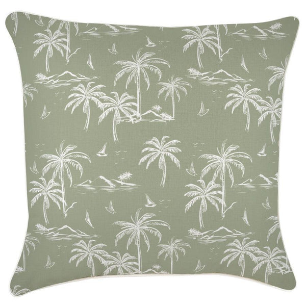 Cushion Cover-With Piping-Postcards Sage-60cm x 60cm - John Cootes