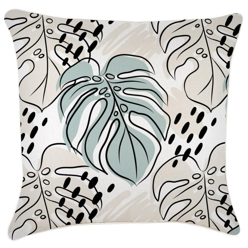 Cushion Cover-With Piping-Rainforest Seafoam-60cm x 60cm - John Cootes