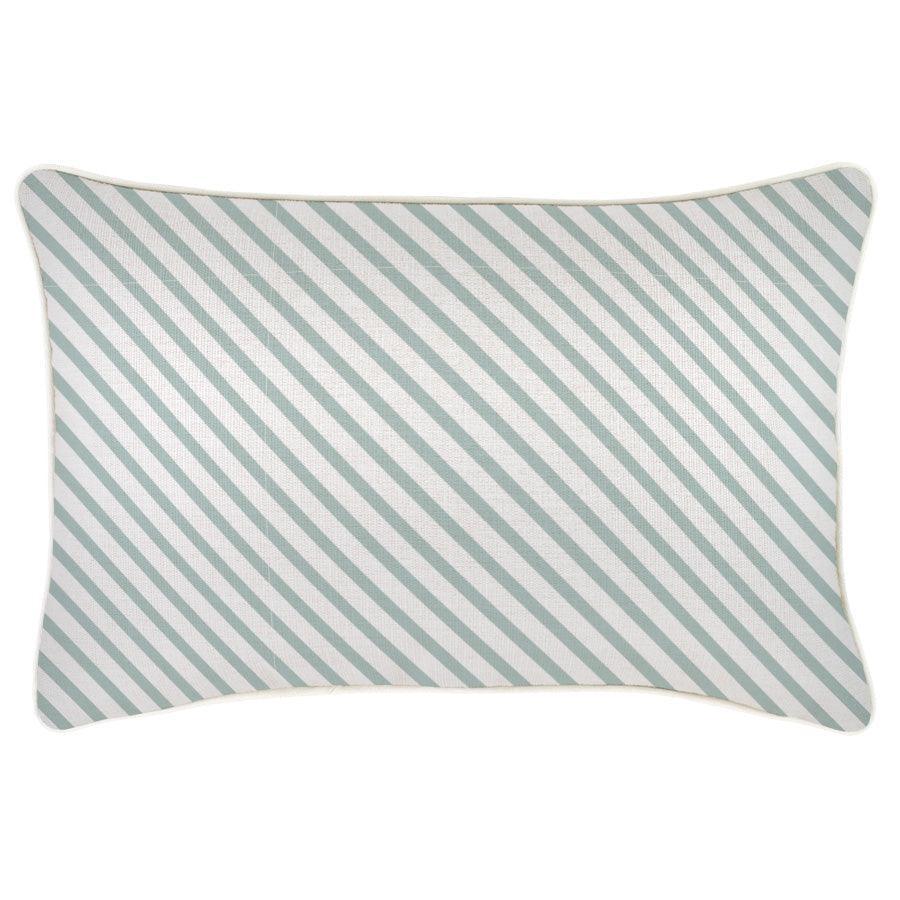 Cushion Cover-With Piping-Side Stripe Seafoam-35cm x 50cm - John Cootes