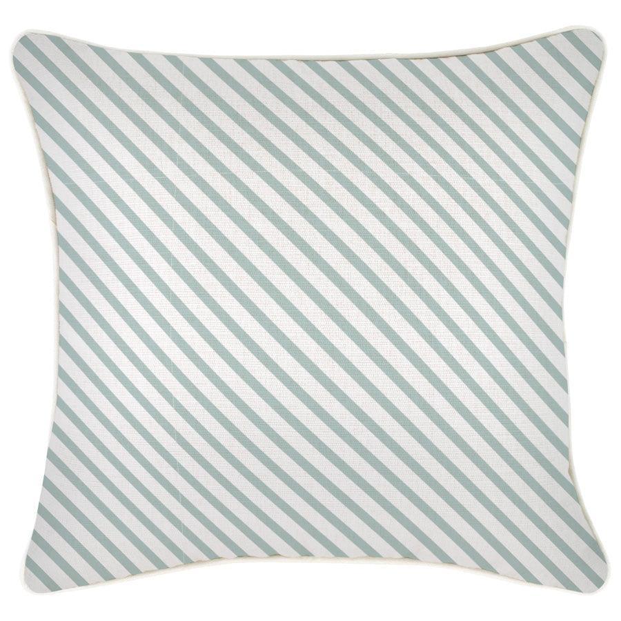 Cushion Cover-With Piping-Side Stripe Seafoam-45cm x 45cm - John Cootes