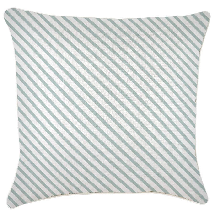 Cushion Cover-With Piping-Side Stripe Seafoam-60cm x 60cm - John Cootes