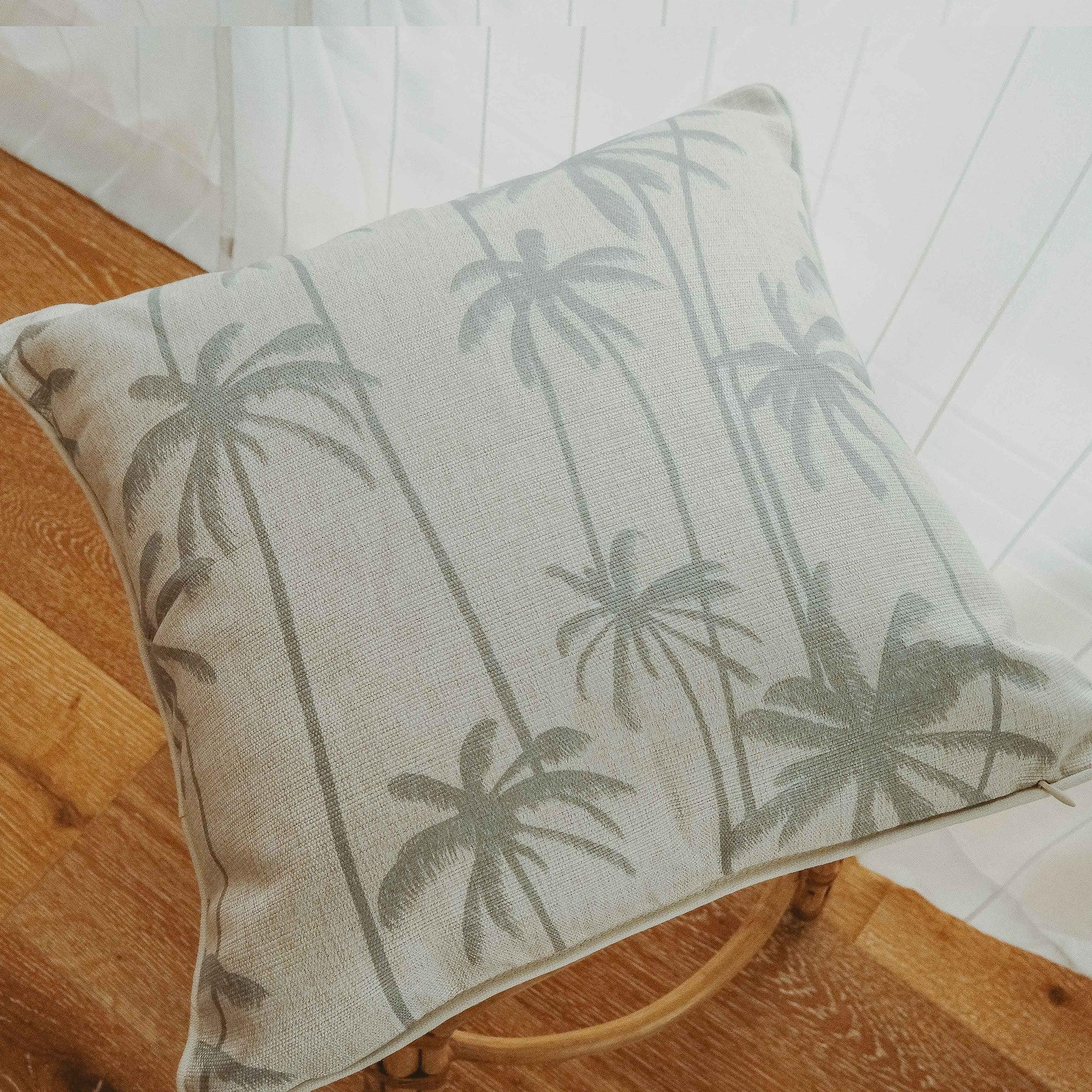 Cushion Cover-With Piping-Tall-Palms-Smoke-45cm x 45cm - John Cootes