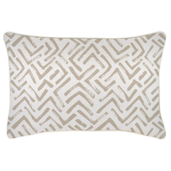 Cushion Cover-With Piping-Tribal-Beige-35cm x 50cm - John Cootes