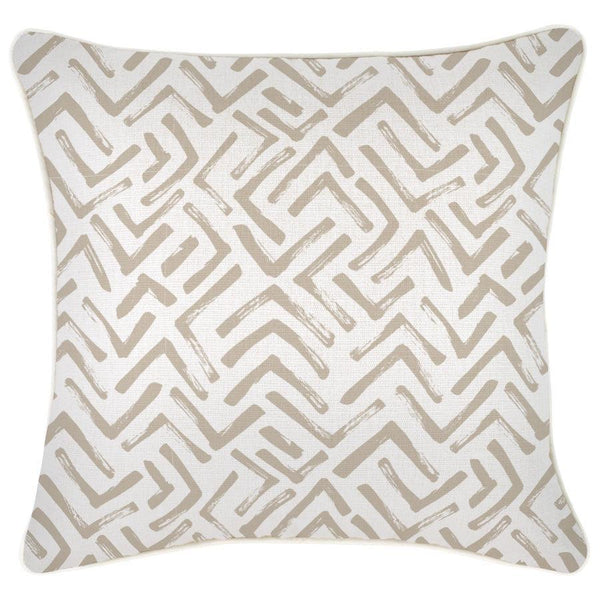 Cushion Cover-With Piping-Tribal-Beige-45cm x 45cm - John Cootes