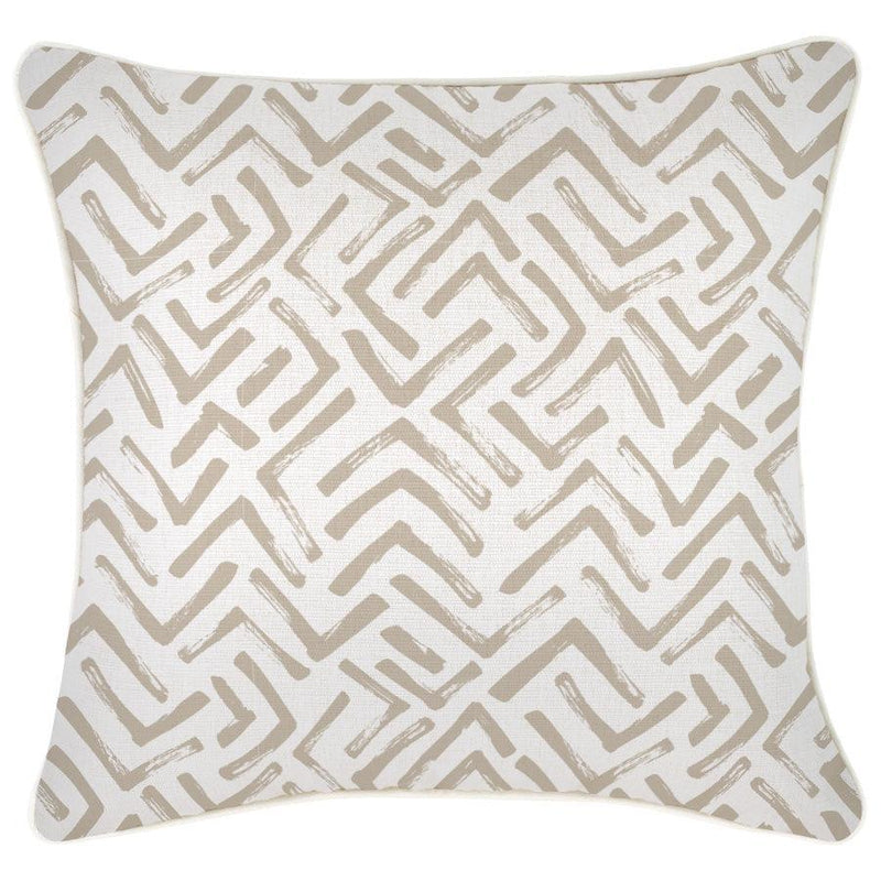 Cushion Cover-With Piping-Tribal-Beige-45cm x 45cm - John Cootes