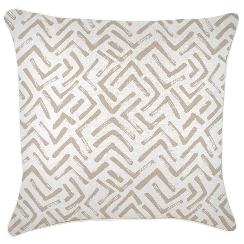 Cushion Cover-With Piping-Tribal-Beige-60cm x 60cm - John Cootes