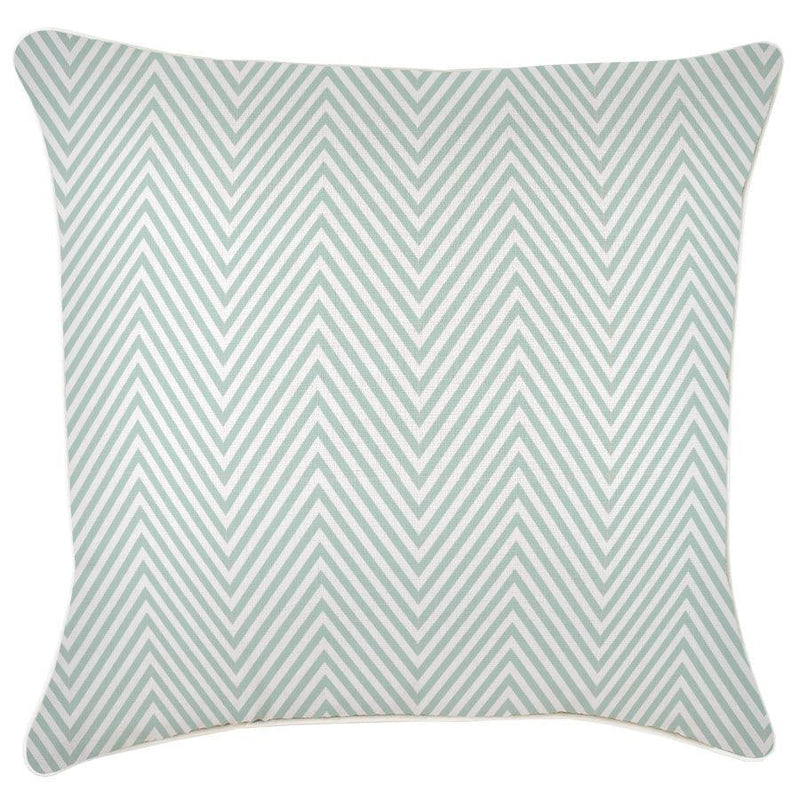 Cushion Cover-With Piping-Zig Zag Pale Mint-60cm x 60cm - John Cootes