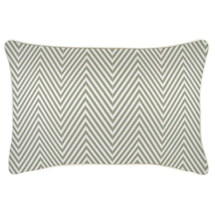 Cushion Cover-With Piping-Zig Zag Sage-35cm x 50cm - John Cootes