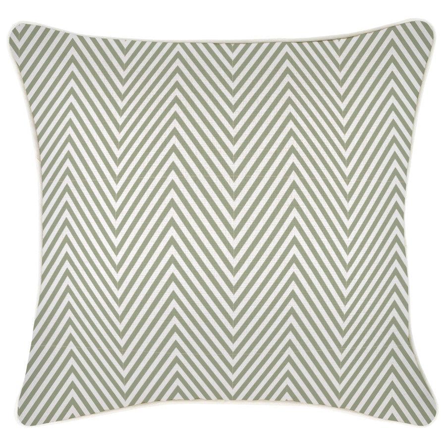Cushion Cover-With Piping-Zig Zag Sage-45cm x 45cm - John Cootes
