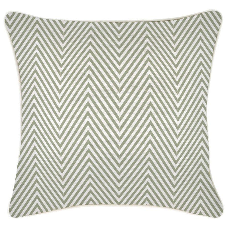 Cushion Cover-With Piping-Zig Zag Sage-45cm x 45cm - John Cootes