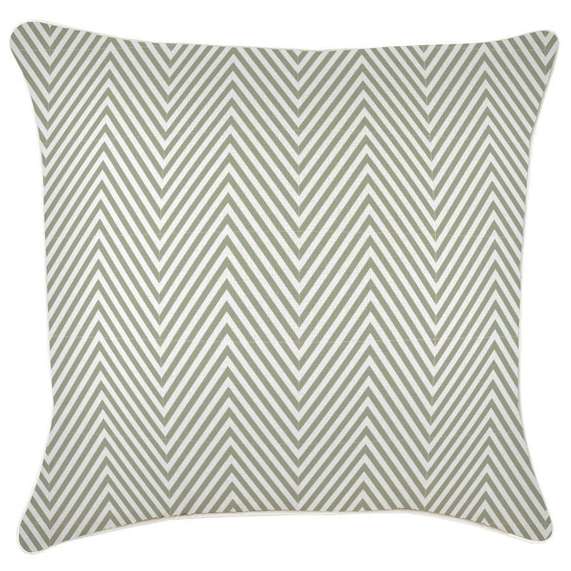 Cushion Cover-With Piping-Zig Zag Sage-60cm x 60cm - John Cootes