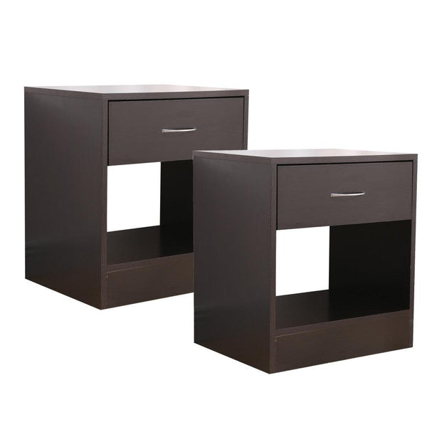 Dandi Bedside Table Nightstand with Drawer Set of 2 Brown - John Cootes