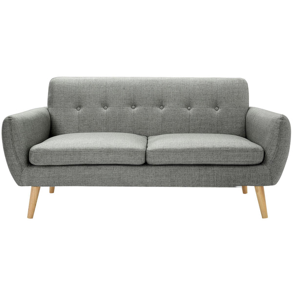 Dane 3 Seater Fabric Upholstered Sofa Lounge Couch - Mid Grey - John Cootes