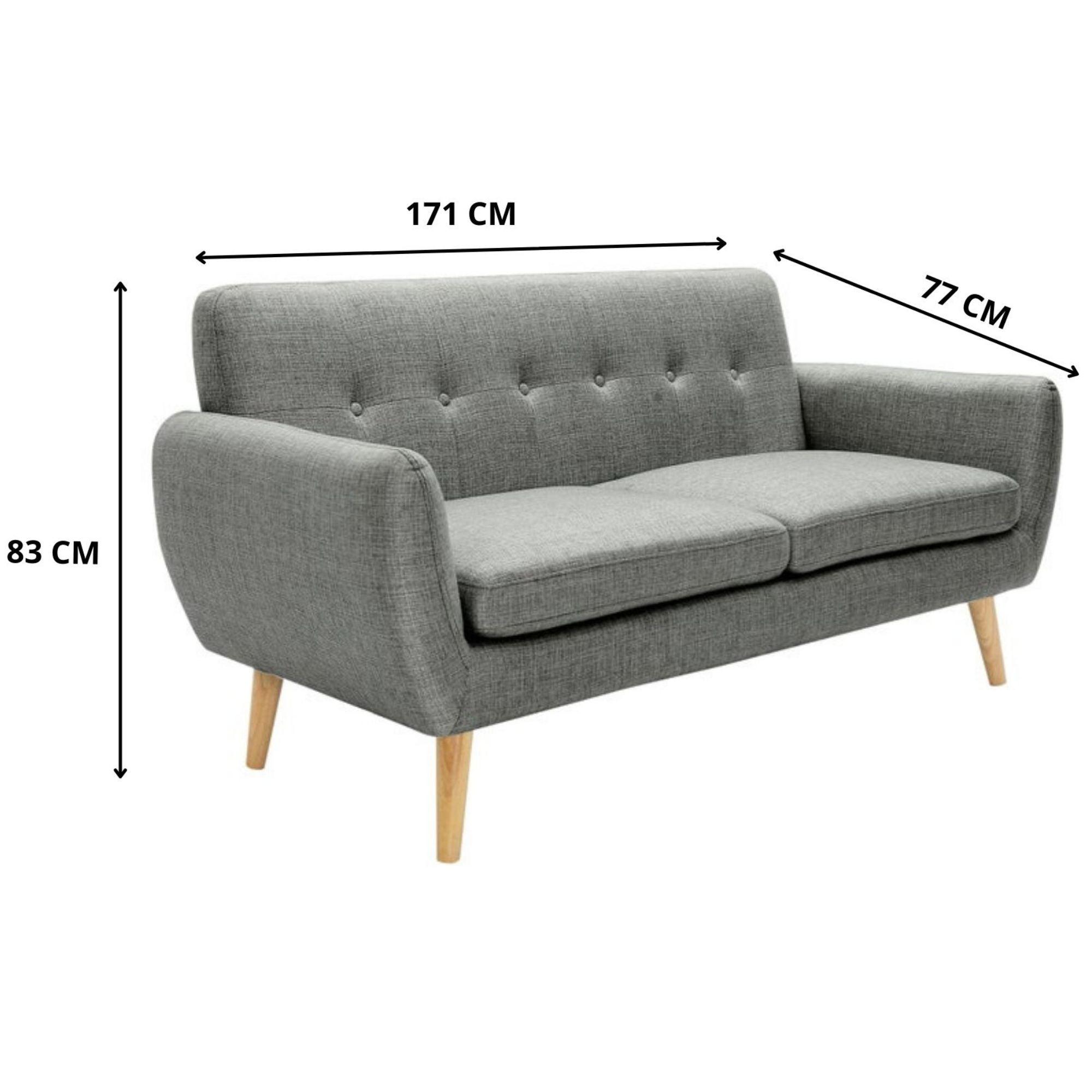 Dane 3 Seater Fabric Upholstered Sofa Lounge Couch - Mid Grey - John Cootes